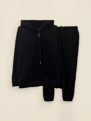 Чорний костюм: котонова толстовка та штани | 6721913