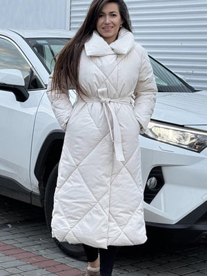 Куртка удлиненная зимняя молочного цвета | 6722064