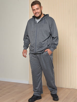 Спортивный костюм батальный серого цвета: толстовка и брюки | 6722090