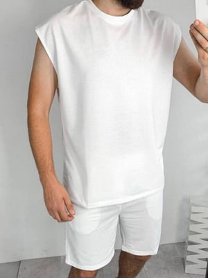Спортивний костюм білий: футболка та шорти | 6722099