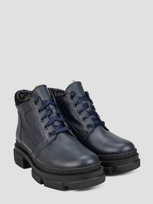 Шкіряні черевики чорного кольору на шнурівці | 6722259