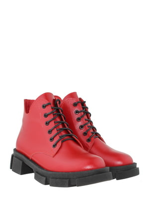 Шкіряні черевики червоного кольору на блискавці та шнурівці | 6722296