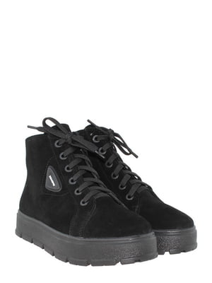 Замшеві черевики чорного кольору  на блискавці та шнурівці | 6722314