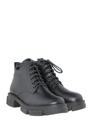 Шкіряні черевики чорного кольору  на блискавці та шнурівці | 6722315