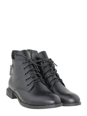 Шкіряні черевики чорного кольору на блискавці та шнурівці | 6722319