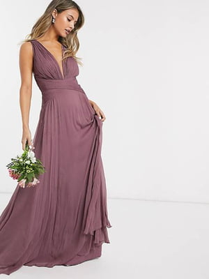 Вечірня сукня-міді фіолетового кольору | 6509261