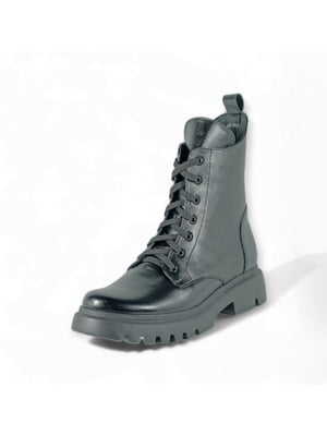 Ботинки кожаные на шнуровке черные | 6725001