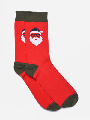 Шкарпетки новорічні червоні з малюнком | 6725110
