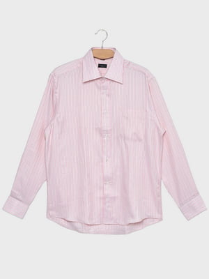 Рубашка батальная розовая в полоску | 6725647