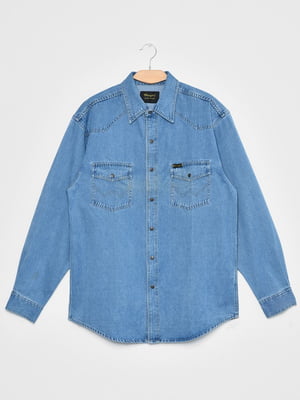 Рубашка батальная джинсовая голубая | 6725700