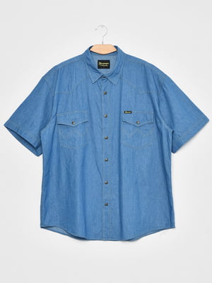 Рубашка батальная джинсовая голубая | 6725701