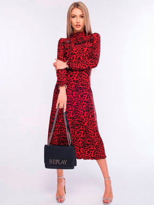 Платье красное с леопардовым принтом | 6725797
