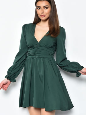 Платье А-силуэта шифоновое зеленое | 6725829