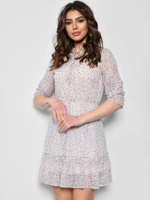Платье А-силуэта шифоновое светло-розового цвета с цветочным принтом | 6725851