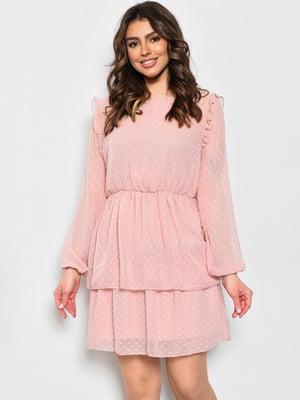 Сукня А-силуету рожева з довгими рукавами | 6725893