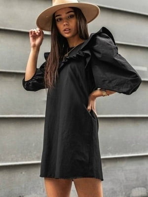 Платье черное с оригинальными рукавами | 6725899