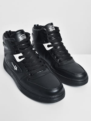 Кроссовки высокие черные на шнуровке | 6725980