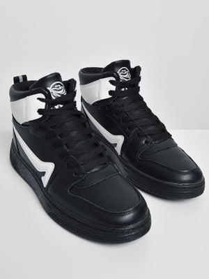 Високі кросівки чорно-білого кольору на шнурівці | 6725982