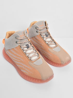 Кросівки помаранчеві текстильні на шнурівці | 6725984