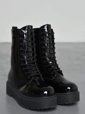 Ботинки черные демисезонные на шнуровке | 6725994