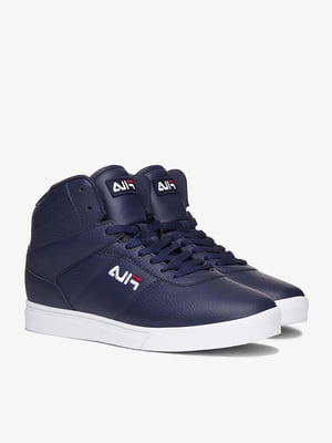 Високі кросівки синього кольору з вишитим логотипом бренду | 6729648