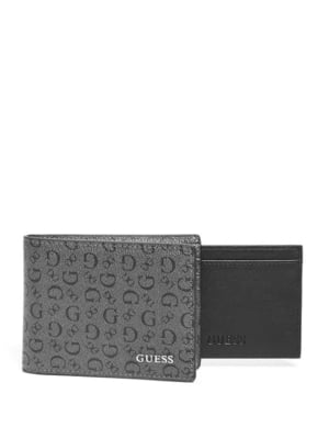 Серый кошелек с логотипом бренда по всей поверхности (11,5 х 8,5 х 2 см) | 6729664