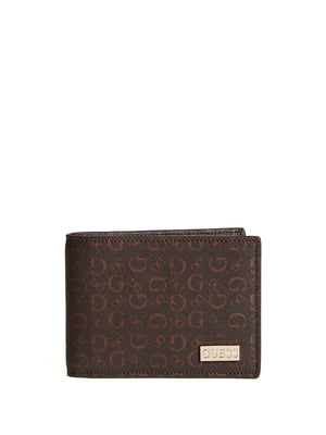 Коричневий гаманець з логотипом бренду по всій поверхні (11,5 х 8,5 х 2 см) | 6729666