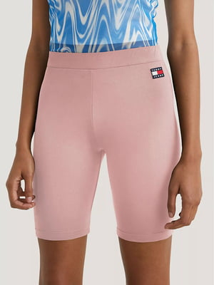 Шорти-легінси рожевого кольору з логотипом Tommy Jeans збоку | 6729714