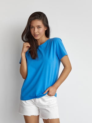 Базова однотонна футболка блакитного кольору | 6730585