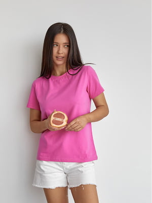 Базова однотонна футболка рожевого кольору | 6730586