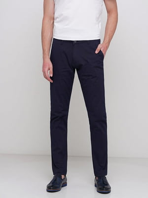 Темно-синие классические брюки с карманами | 6726248