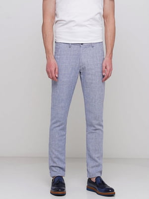 Класичні штани небесно-блакитного кольору із кишенями | 6726254