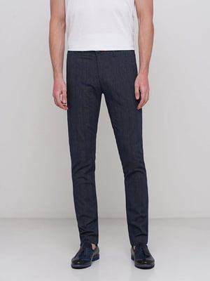 Темно-синие классические брюки с карманами | 6726260