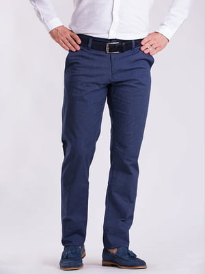 Синие классические брюки с карманами | 6726270