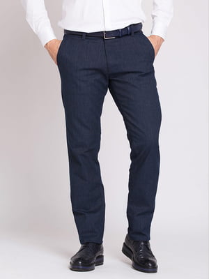 Синие классические брюки с карманами | 6726278