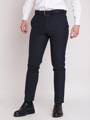Синие классические брюки с карманами | 6726288