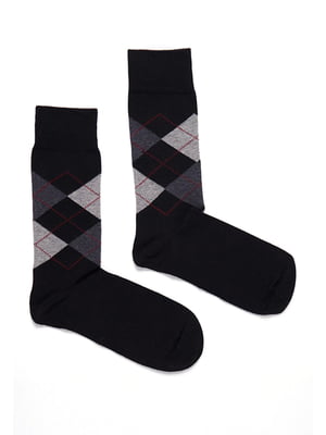 Шкарпетки бавовняні чорні з принтом | 6726358