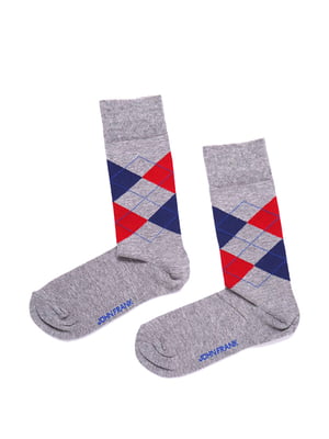 Шкарпетки бавовняні сірі з принтом | 6726362
