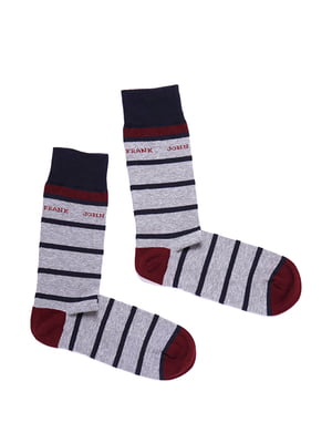 Шкарпетки бавовняні сірі в смужку | 6726366