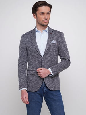 Пиджак серо-синего цвета с платком-паше | 6726373