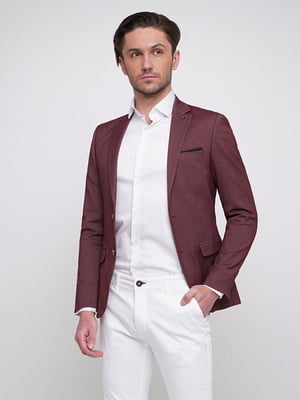 Классический бордовый пиджак с лацканами | 6726376