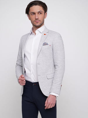 Серый приталенный пиджак с платком-паше | 6726379