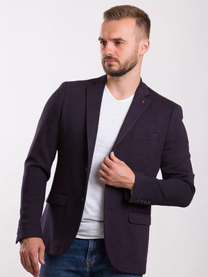 Фактурный сине-бордовый пиджак с платком-паше | 6726386