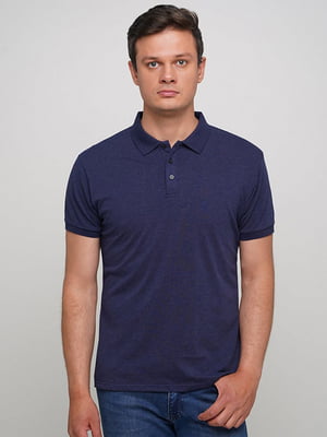 Бавовняна футболка-поло темно-синього кольору  | 6726392
