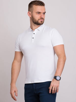 Базова футболка-поло білого кольору | 6726412