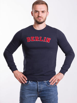 Темно-синий свитшот с надписью BERLIN | 6726453