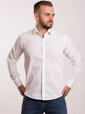 Біла сорочка на прихованих гудзиках в класичному стилі | 6726478
