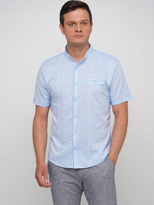 Голубая классическая рубашка с карманом | 6726518