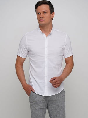 Белая хлопковая рубашка с коротким рукавом | 6726525