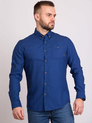 Синяя хлопковая рубашка на пуговицах | 6726530